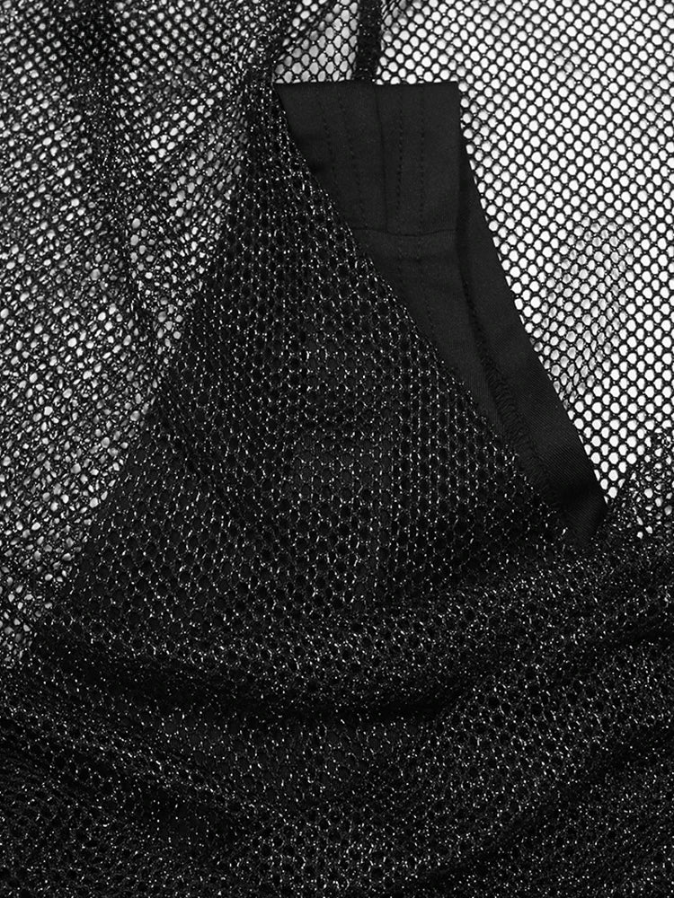 Luxury Irregular Lace Rhinestone Fish Bone Mesh Spaghetti Strips Slim Split Long Party Women Sexy Birthday Wedding Guest Dress