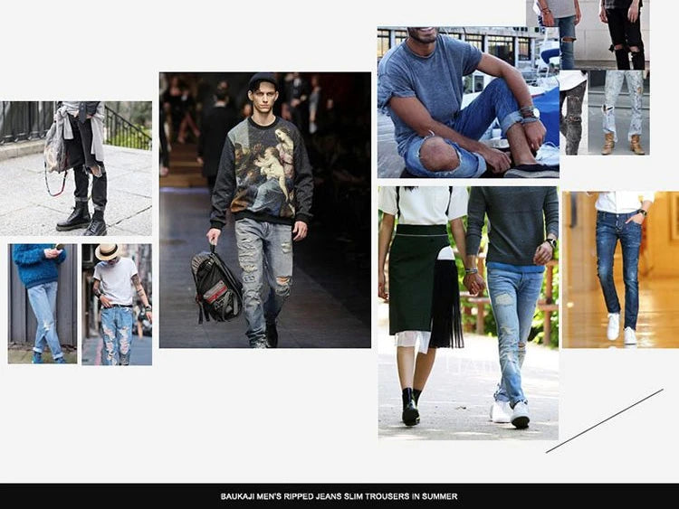 New Spring Autumn Korean Fashion Stretch Denim Boys Boyfriend Jeans Designer Clothes Skinny Trousers Male Slim Blue Ripped Pants