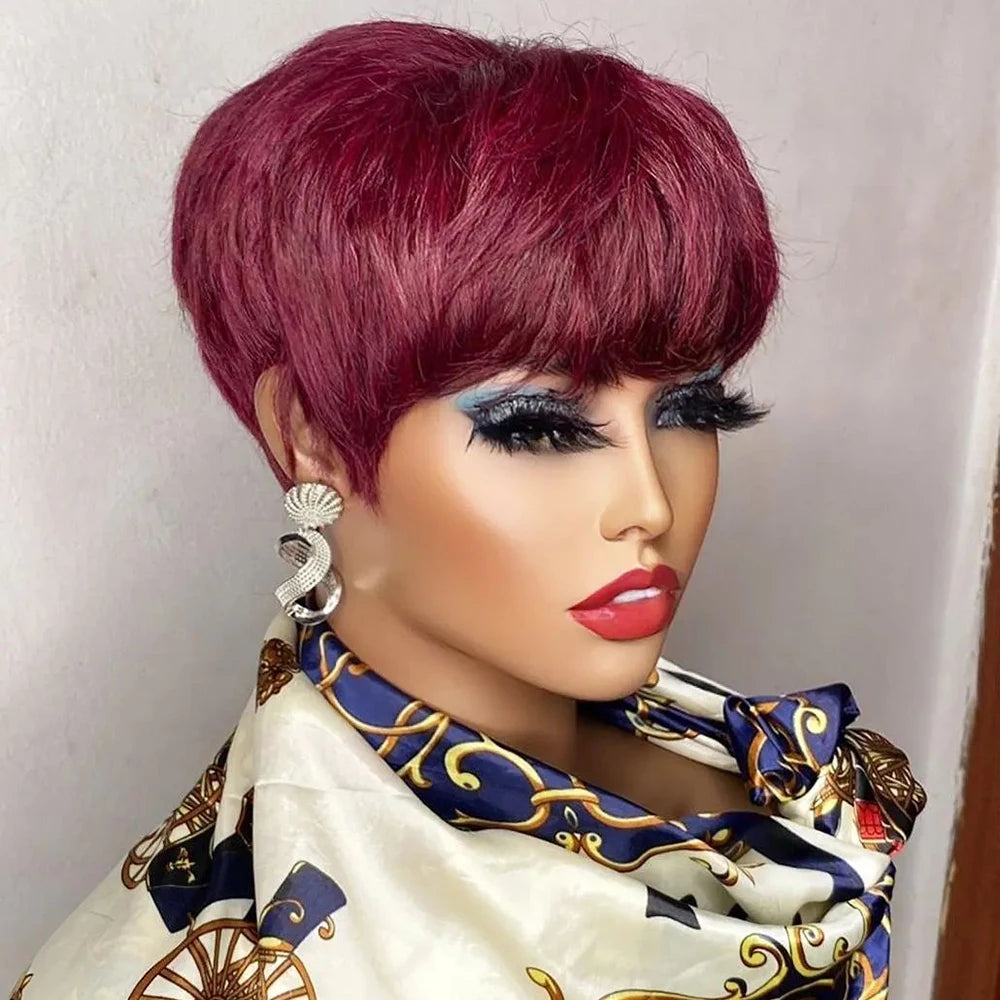 Brown Short Pixie Cut Wig – Brazilian Human Hair
