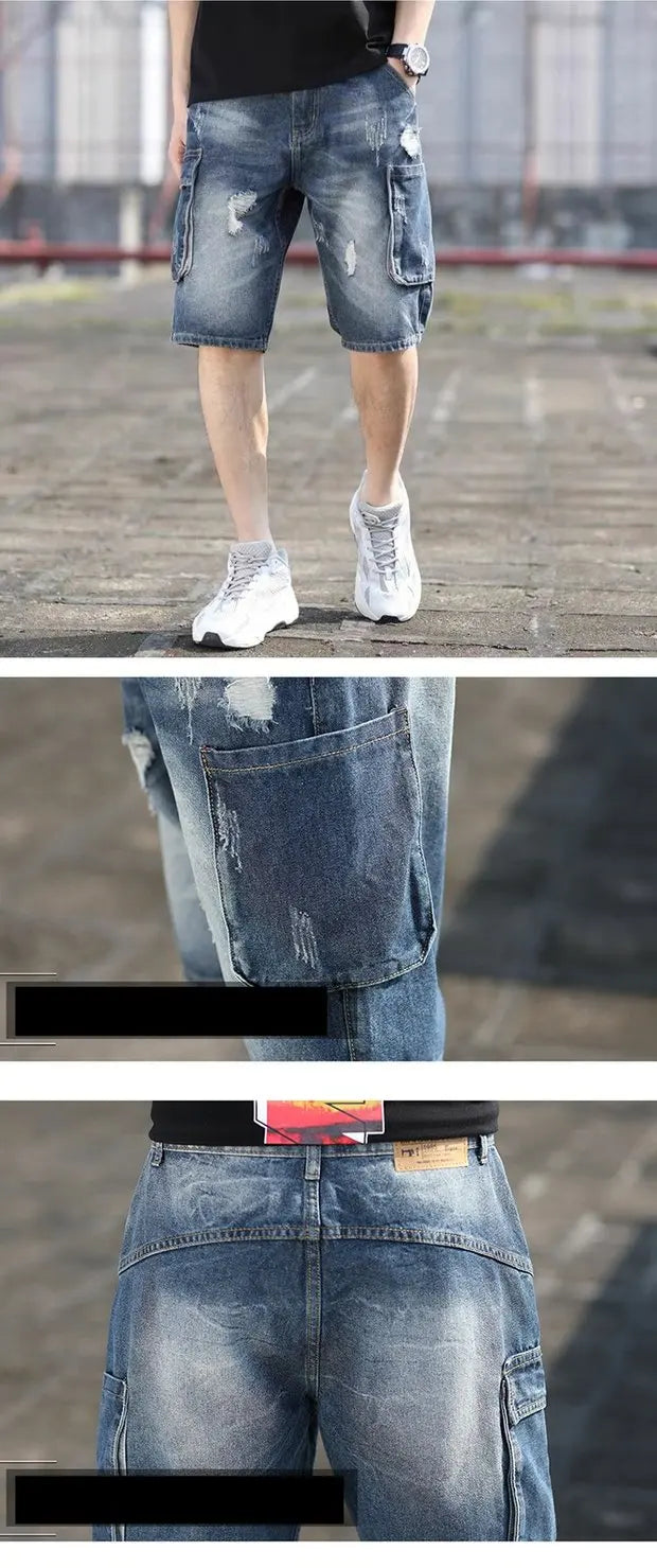 Summer 2025 Light Blue Ripped Cat Whisker Patch Letter Print Slim Denim Shorts Teenagers Jeans Boys and Girls Cowboy Short Pants