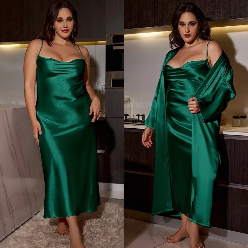 Plus Size 5XL Wedding Long Robe Dresings Gown Kimono Bathrobe Sleepwear Casual Women Homewear Silky Satin Nightgown Lingerie