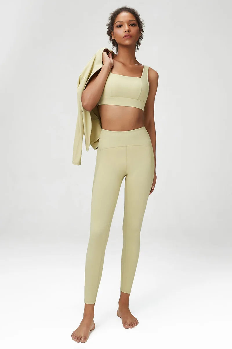 2/3 Pieces Fitness Yoga Set Women Solid Color Stretch Athletic Suit Sexy Bra Zipper Jacket High Waist Leggings Female Sportswear