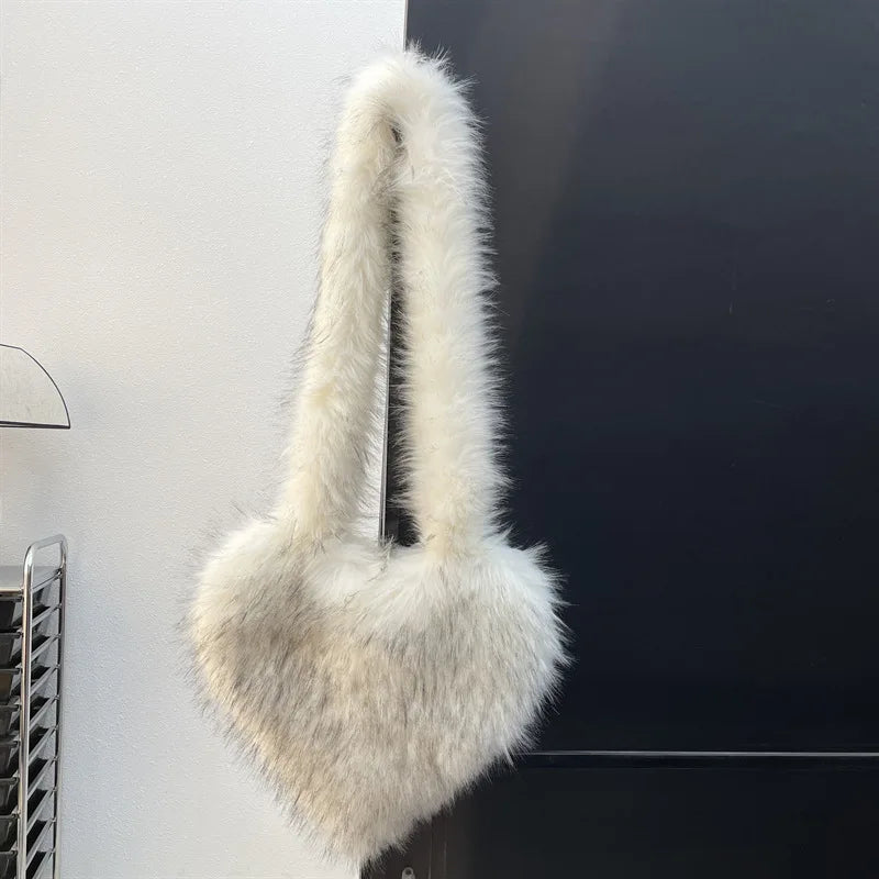 Fluffy Plush Heart Shaped Women bags