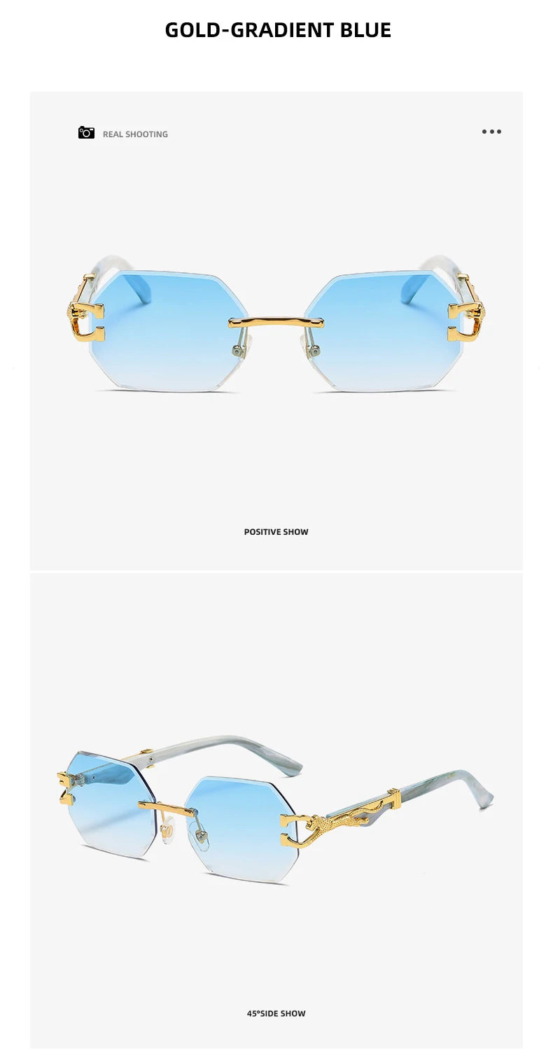 Small Frame Hexagon Rimless Sunglasses Men Retro Frameless Sun Glasses for Women 2025 Luxury Brand Square Eyewear UV400 Shades