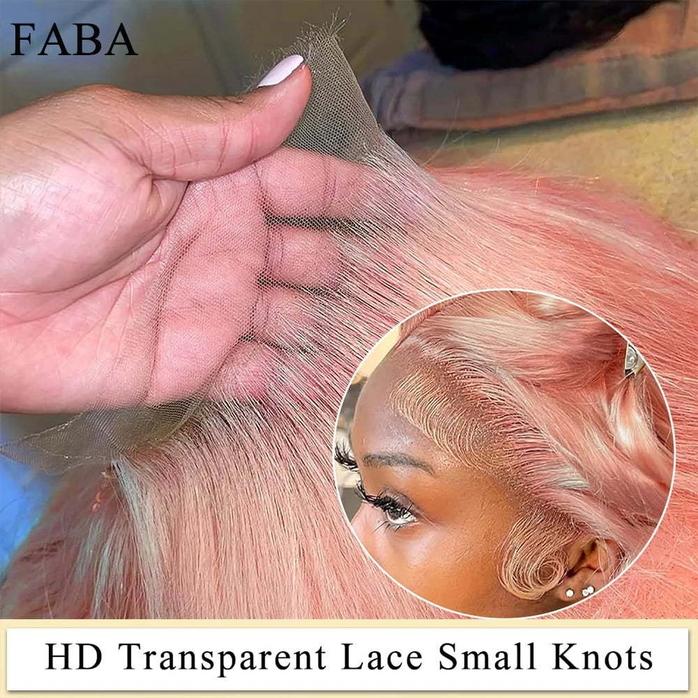 FABA Baby Pink Lace Front Human Hair Wig Body Wave Human Hair Wigs 13x4 Lace Frontal Wig Human Hair with Baby Hair For Women