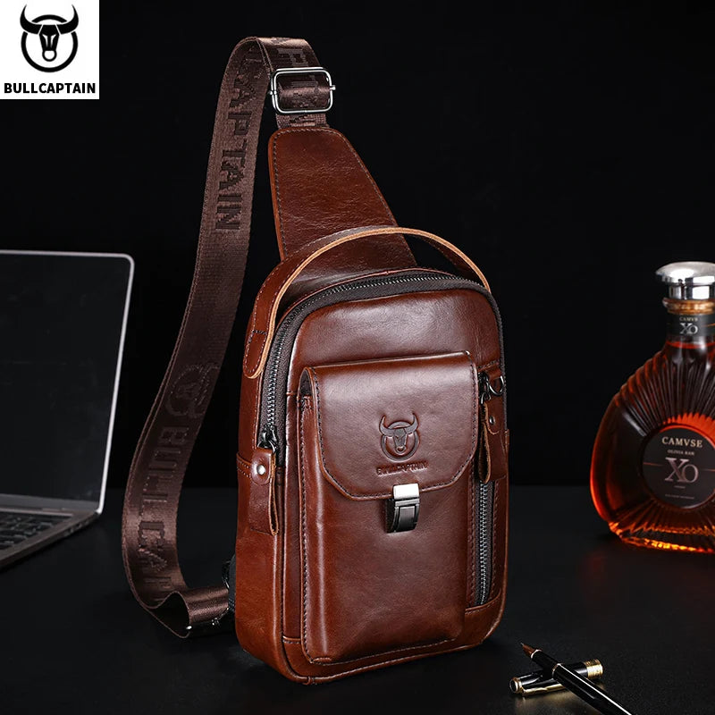 BULLCAPTAIN Men's Leather Chest Bag