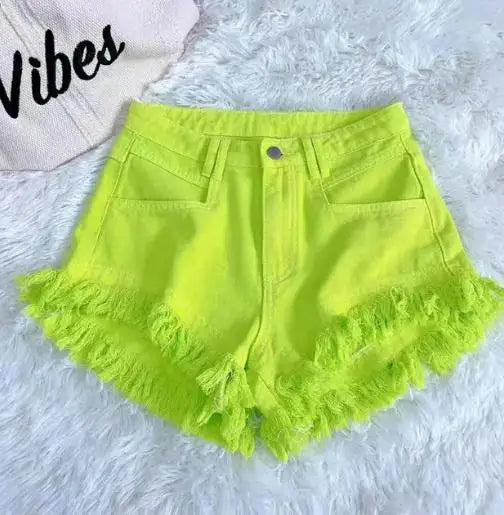 2025 High-waisted Slim Tassel White Denim Raw Shorts Summer 2024 Hot Girl Design New Womens Jean Shorts Шорти