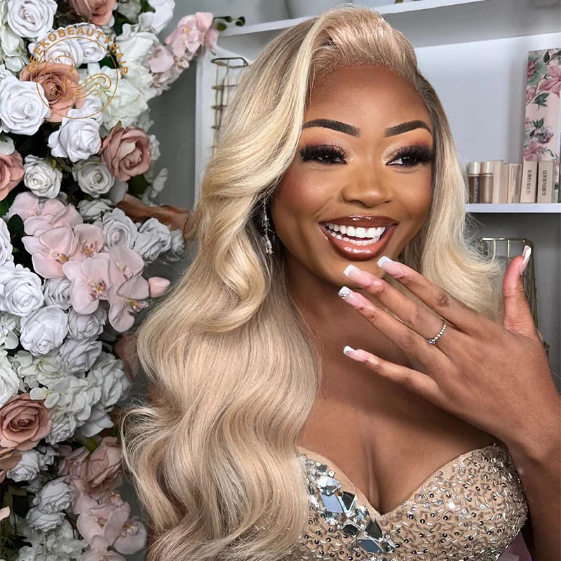 Platinum Ash Blonde Colored Lace Front Human Hair Wig Wavy Pre Plucked Ash Grey Hair Transparent Lace Frontal Wigs For Women