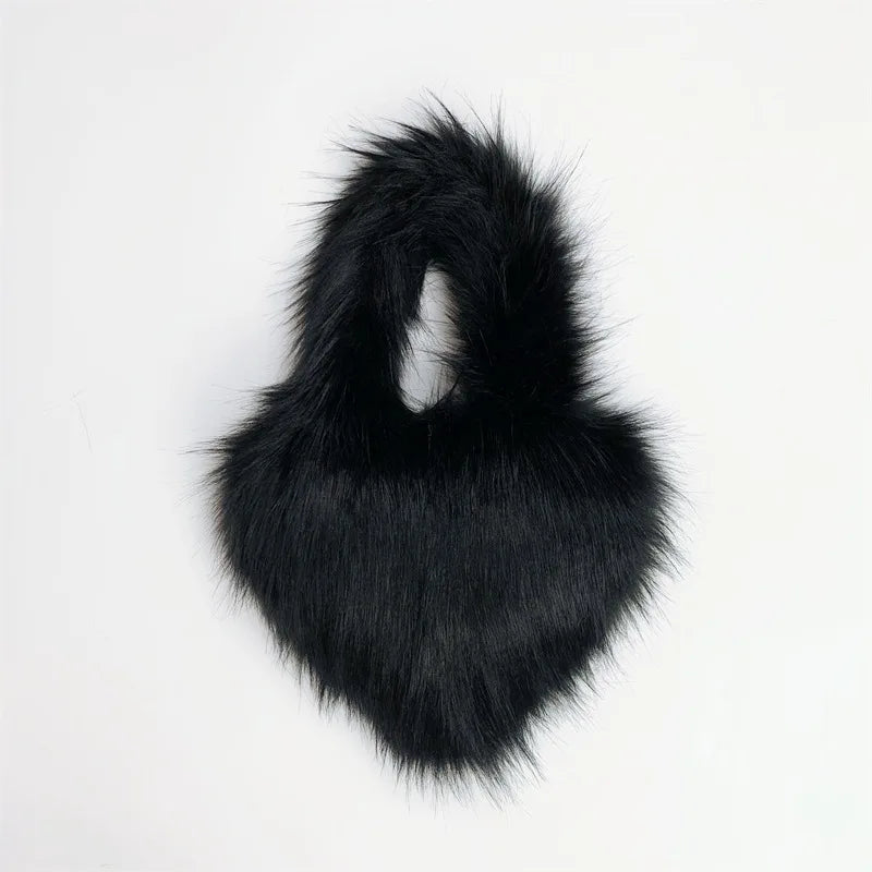 Fluffy Plush Heart Shaped Women bags