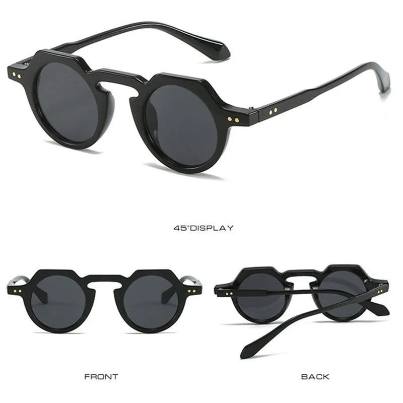 Ins Popular Fashion Small Round Sunglasses Women Retro Rivets Decoration Shades Eyeglasses UV400 Men Clear Lens Sun Glasses 2025