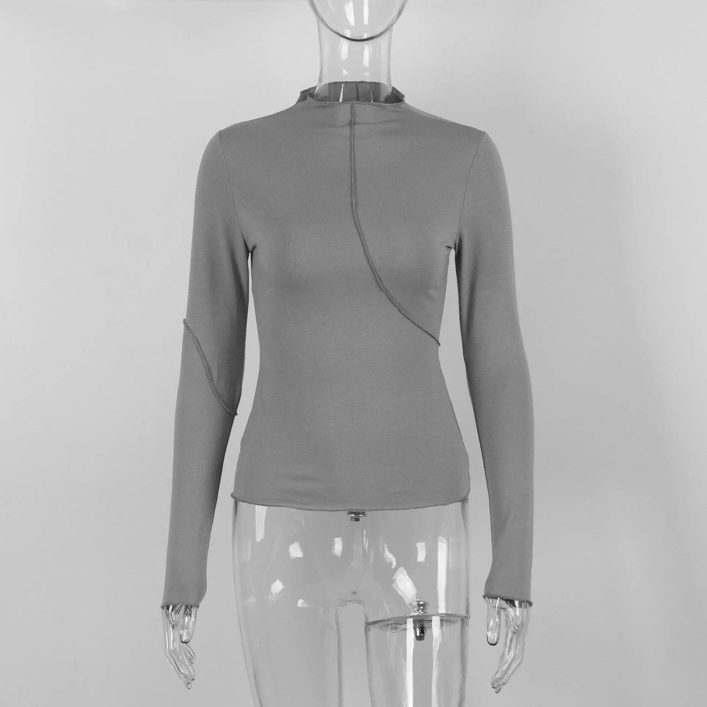 2025 Turtleneck Y2K Long Sleeve T Shirts Women White Autumn Winter Casual Black Basic Gray Sexy Tops 90s Fashion Vintage