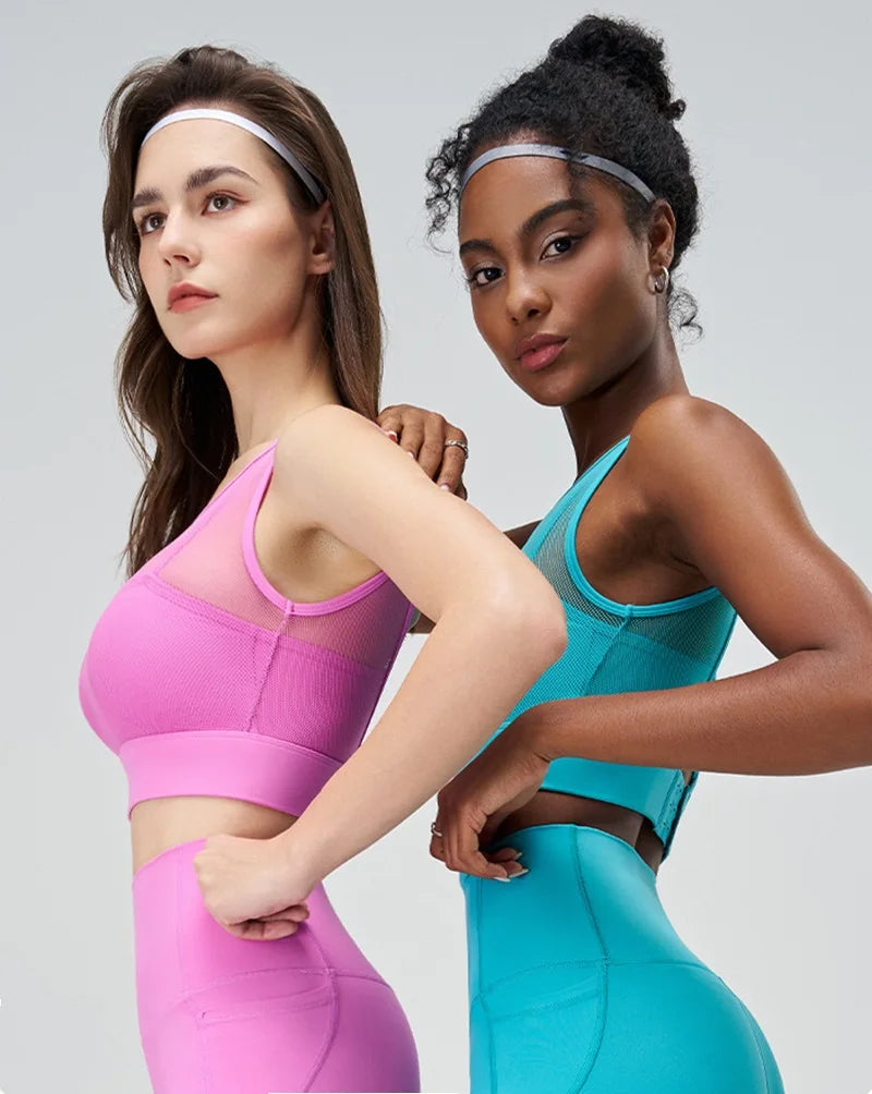 Cloud Hide SEXY Mesh Sports Bra Fitness Underwear Yoga Crop Tank Top HOT Girl Vest Athletic Shockproof Shirt Running Sportswear