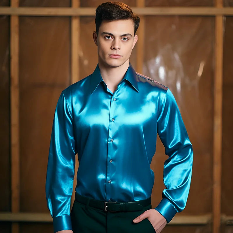 Men's Luxury Satin Dress Shirt