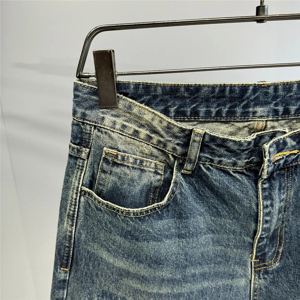 American Streetwear Ripped Patch Jeans Hip Hop Baggy Jeans Mens Clothing Vintage Denim Cargo Pants Japanese Harajuku Trousers