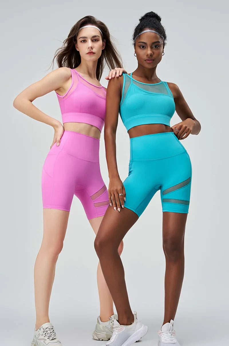 Cloud Hide SEXY Mesh Sports Bra Fitness Underwear Yoga Crop Tank Top HOT Girl Vest Athletic Shockproof Shirt Running Sportswear