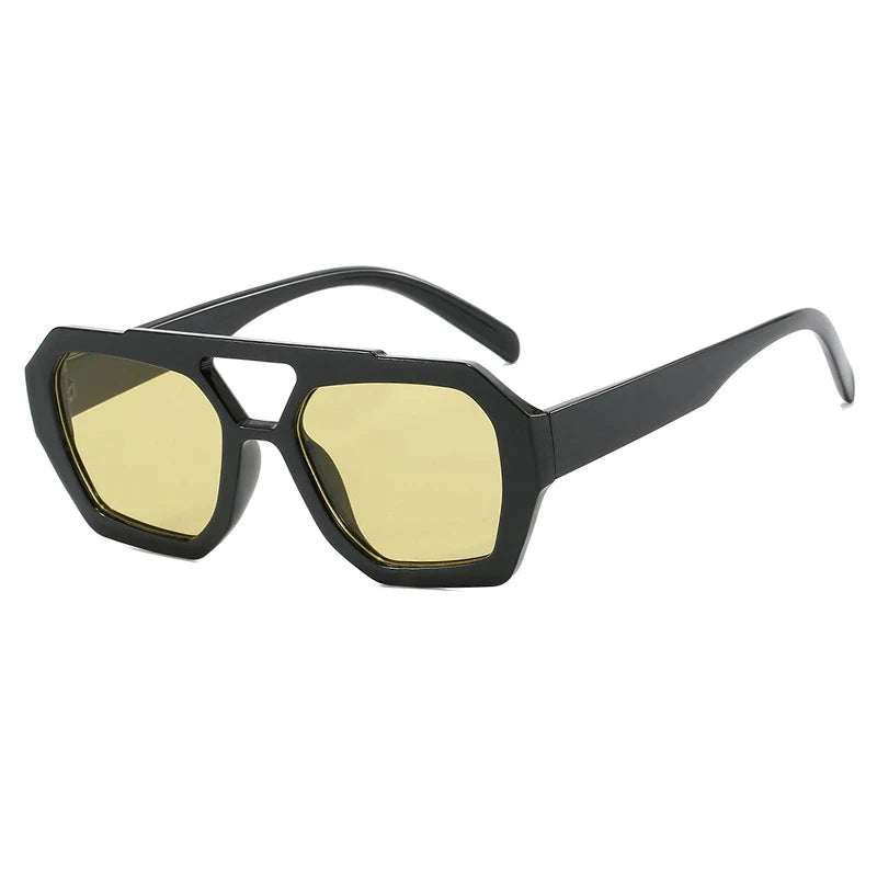 Vintage Square Sunglasses Thick Frame Double Bridge