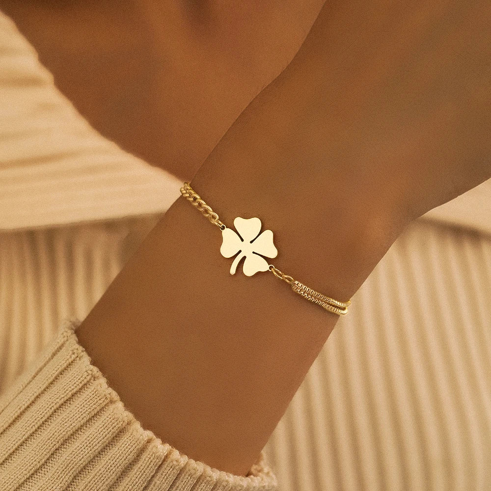 Women's Lucky Clover Bracelet Stainless Steel Non-Fading