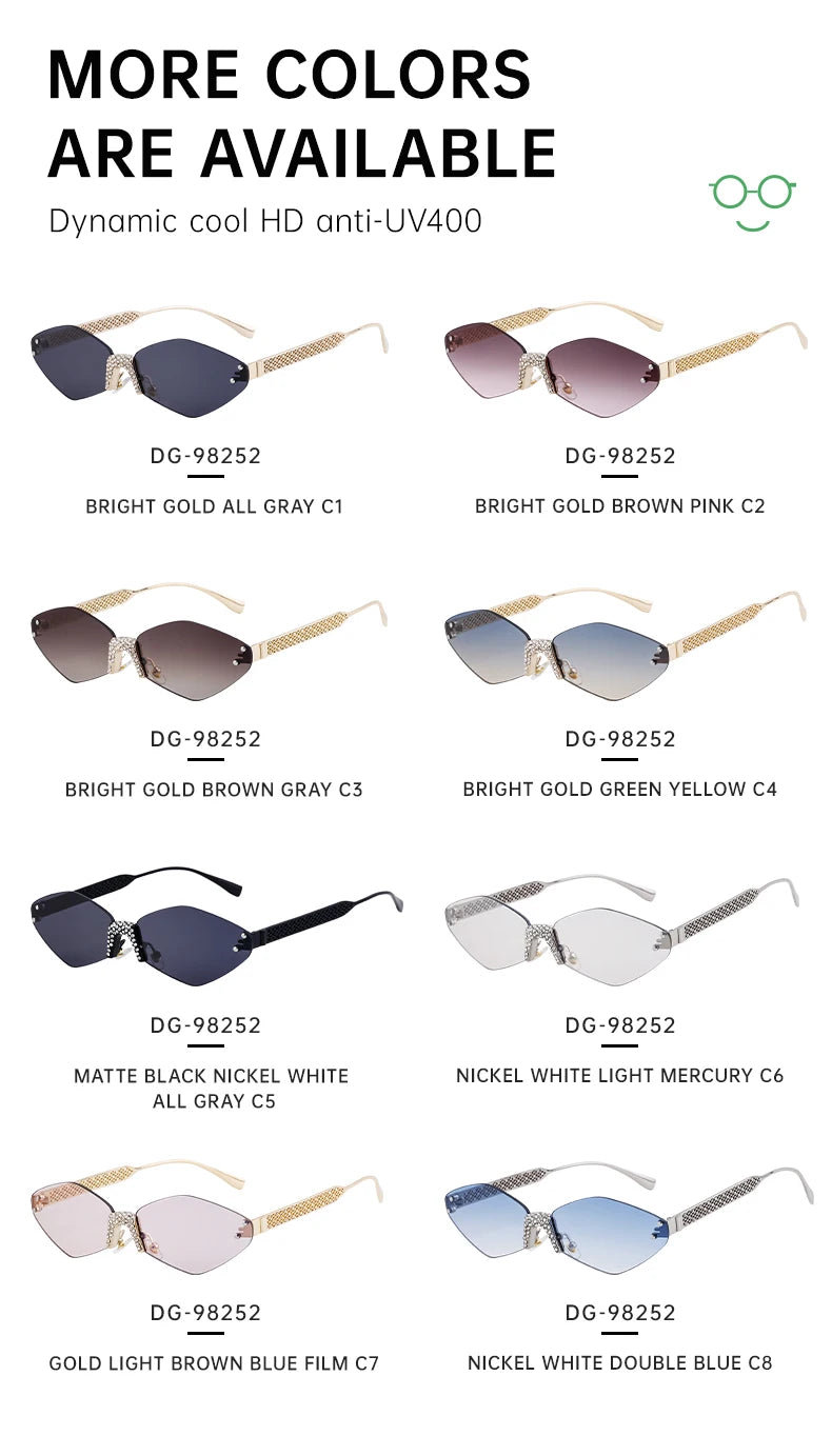 Small Metal Frame Hexagon Rimless Sunglasses Women 2025 Luxury Brand Design Polygon Sun Glasses For Ladies Retro Eyewear Shades