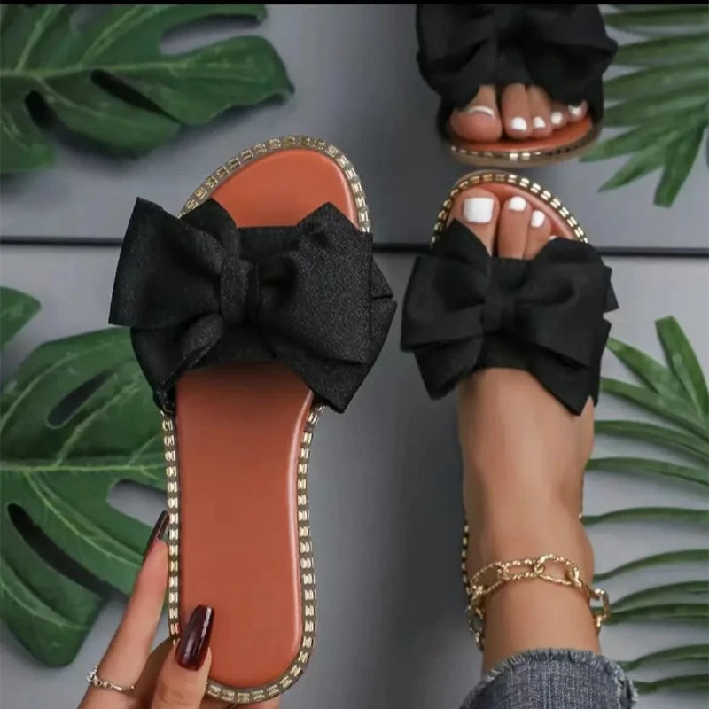 Summer Fashion Bow Tie Flat Slippers for Women