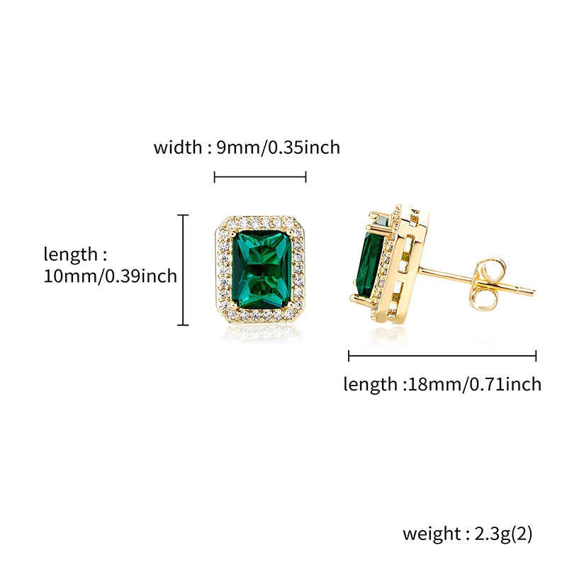 1 Pair Hip Hop 3A+ CZ Stone Pave Bling Ice Out Geometric Square Stud Earrings for Men Rapper Jewelry Gold Silver Color