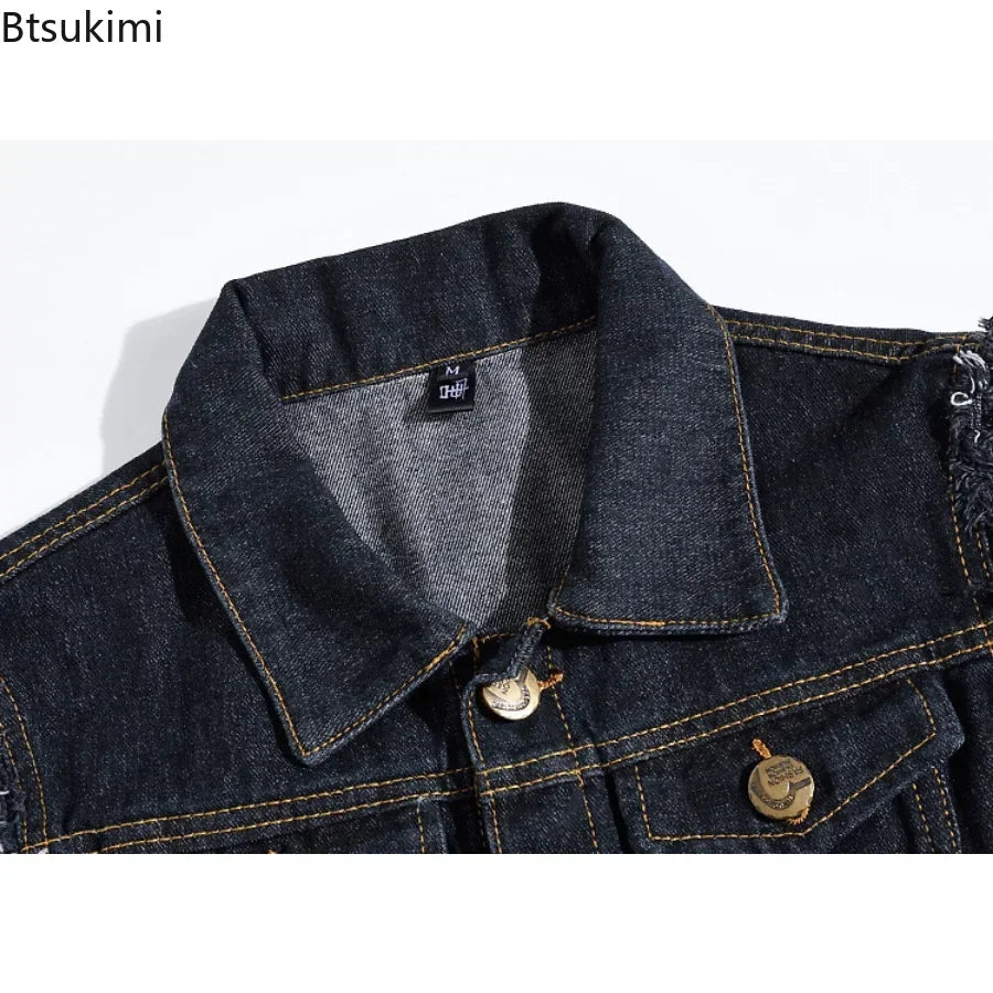 2025 Men's Fashion Jeans Sleeveless Jacket Vest Male Black Blue Denim Jeans Vest Man Cowboy Outdoors Waistcoat Mens Jacket Vest