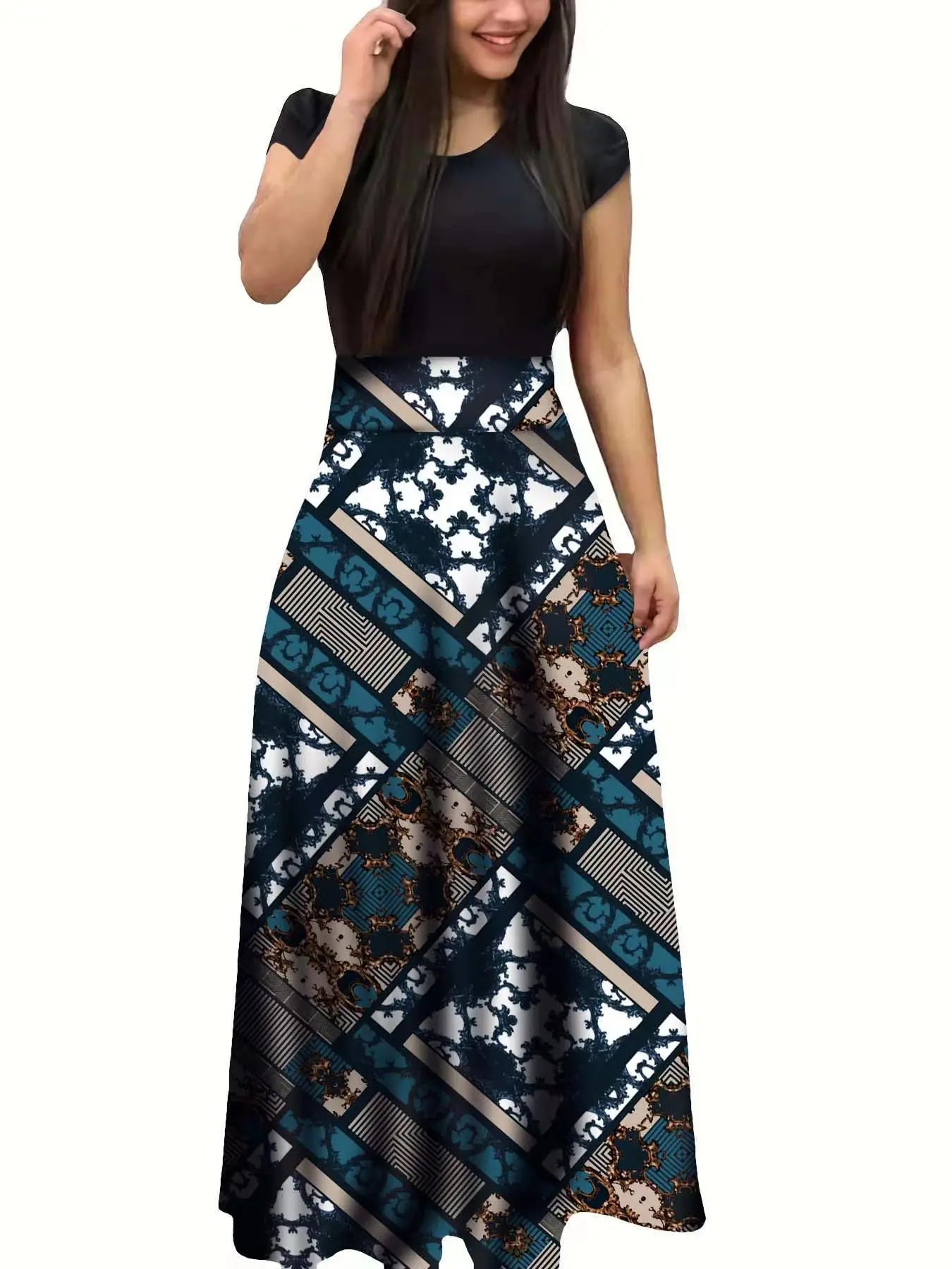 Flower Print Short Sleeved Dress
