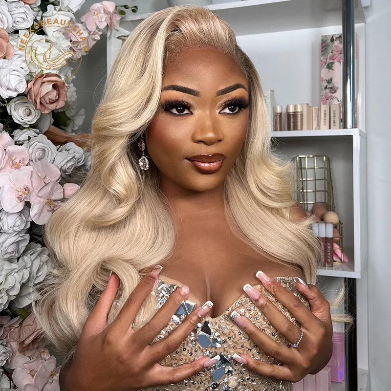 Platinum Ash Blonde Colored Lace Front Human Hair Wig Wavy Pre Plucked Ash Grey Hair Transparent Lace Frontal Wigs For Women