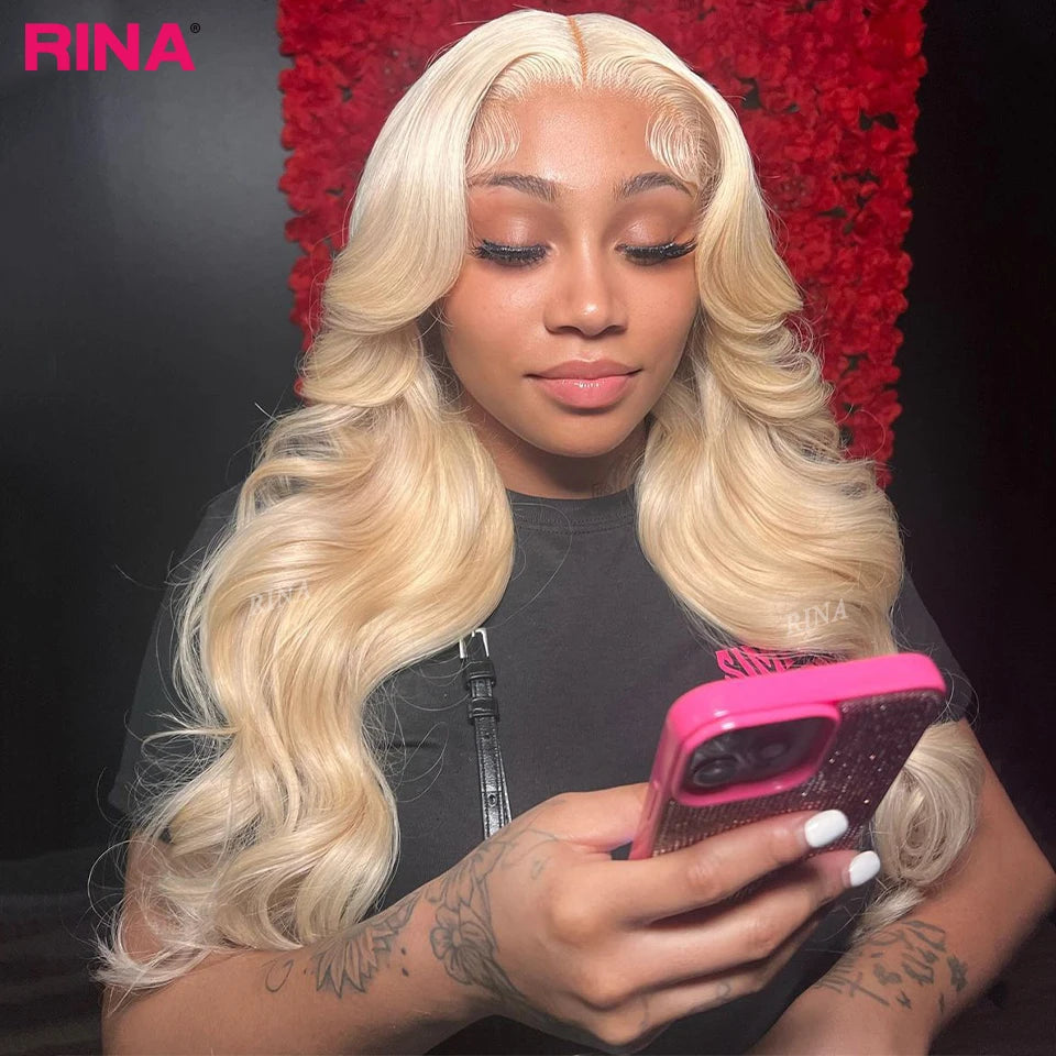 Yellow With 613 Lace Front Wig 13X4 Ombre Light Yellow Blonde 613 Color Body Wave Lace Front Wigs PrePlucked Human Hair Wigs