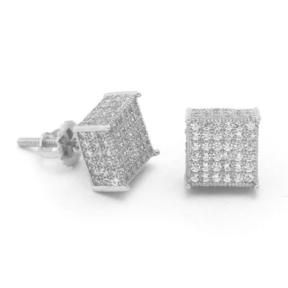 Luxury Men Stud Earrings Homme Hip Hop Rock Gold Color Bling Iced Out AAA+ Zircon Screw Ear Piercings Fashion Jewelry OHE153
