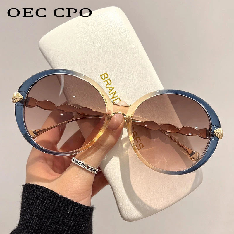 Vintage Round Sunglasses Women 2025 Brand Designer Luxury Gradient Sun Glasses Female Punk Frame Retro Eyewear Shades UV400