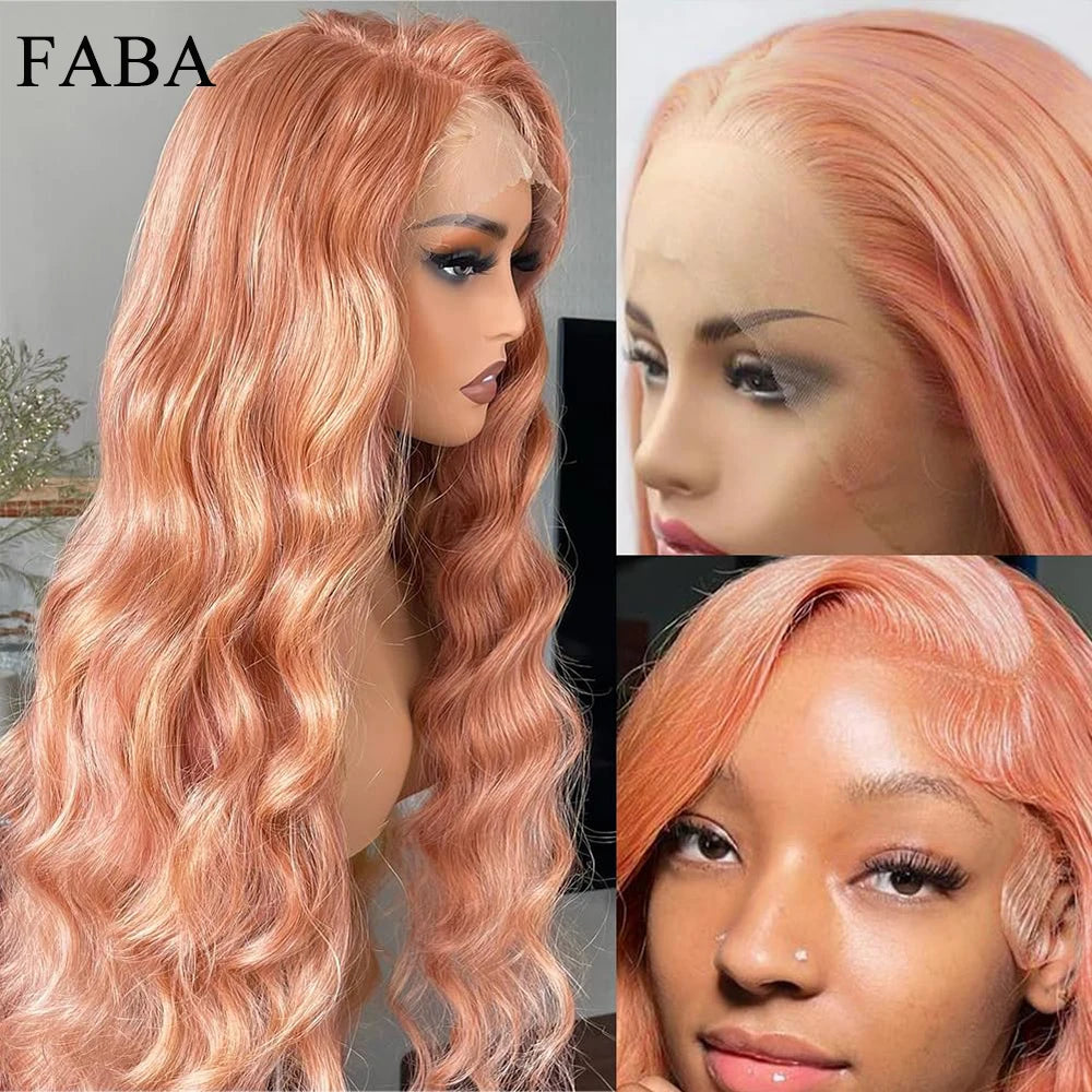 FABA Baby Pink Lace Front Human Hair Wig Body Wave Human Hair Wigs 13x4 Lace Frontal Wig Human Hair with Baby Hair For Women