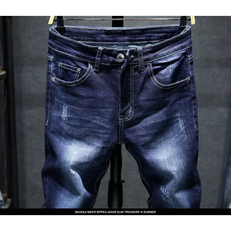 New Spring Autumn Korean Fashion Stretch Denim Boys Boyfriend Jeans Designer Clothes Skinny Trousers Male Slim Blue Ripped Pants