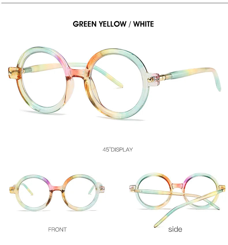 Retro Gray Pink Lens Round Sunglasses Women 2025 Brand Trendy Shiny Circle Frame Men Spectacle Plain Eyewear Shades Sun Glasses