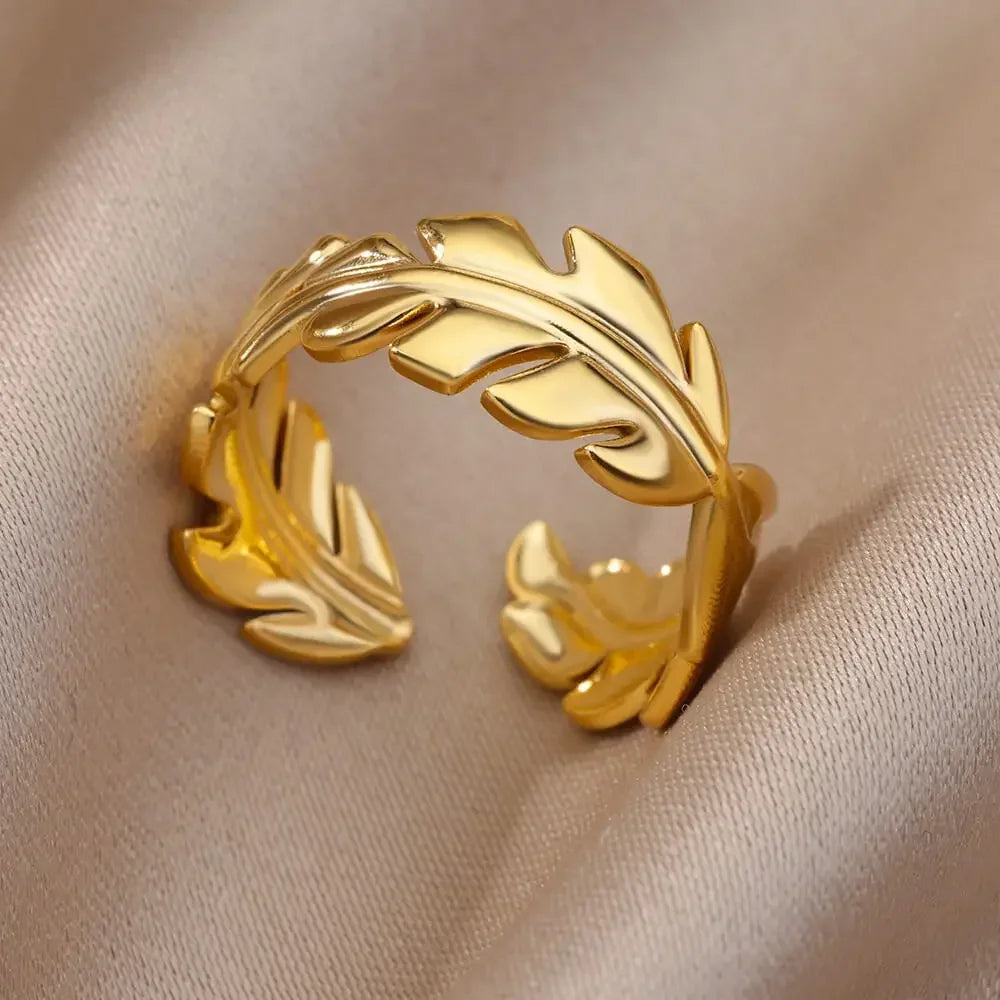 Women's Stainless Steel Heart Ring Gold Waterproof