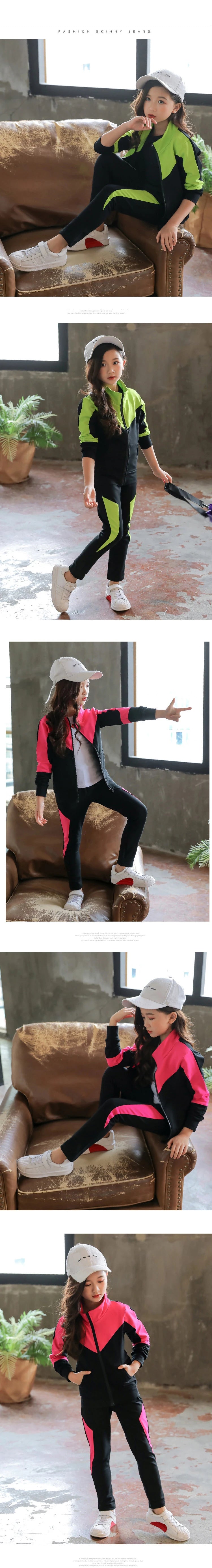 2025 New Spring Autumn Teen Girls Clothing Sets Fashion Zipper Sweatshirt + Pants 2Pcs Outfits Kids Tracksuit 4 6 8 10 12 Years