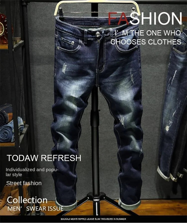 New Spring Autumn Korean Fashion Stretch Denim Boys Boyfriend Jeans Designer Clothes Skinny Trousers Male Slim Blue Ripped Pants