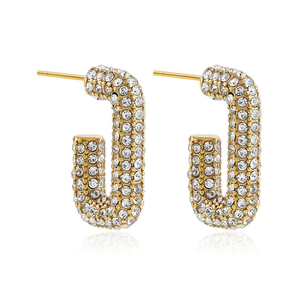 Zircon Round Huggie Hoop Earrings