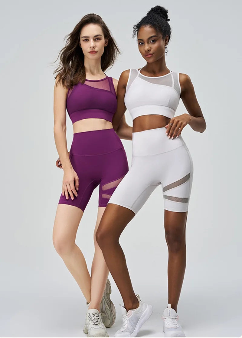 Cloud Hide SEXY Mesh Sports Bra Fitness Underwear Yoga Crop Tank Top HOT Girl Vest Athletic Shockproof Shirt Running Sportswear