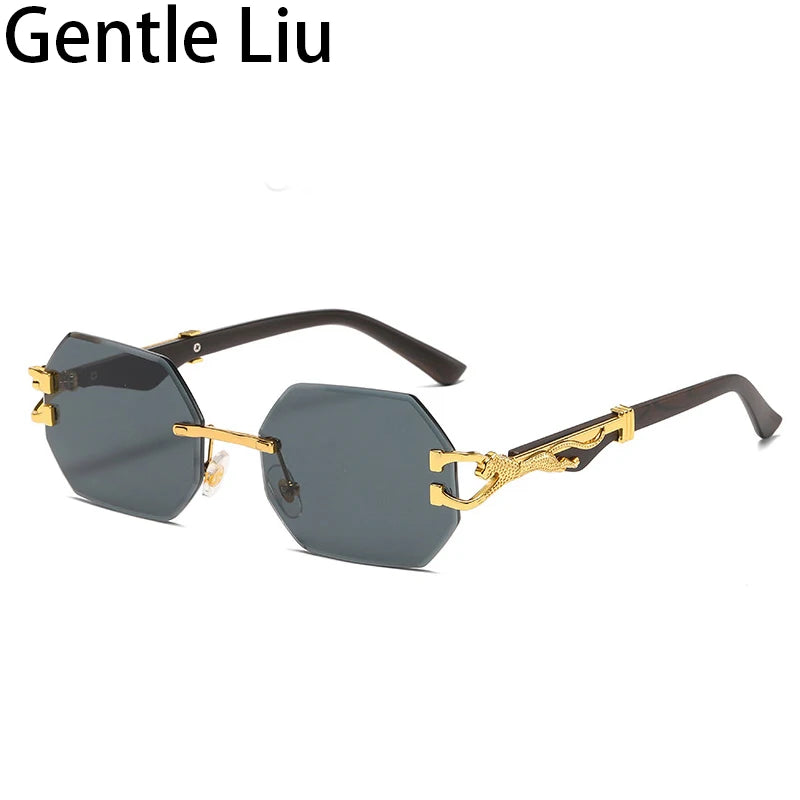 Small Frame Hexagon Rimless Sunglasses Men Retro Frameless Sun Glasses for Women 2025 Luxury Brand Square Eyewear UV400 Shades