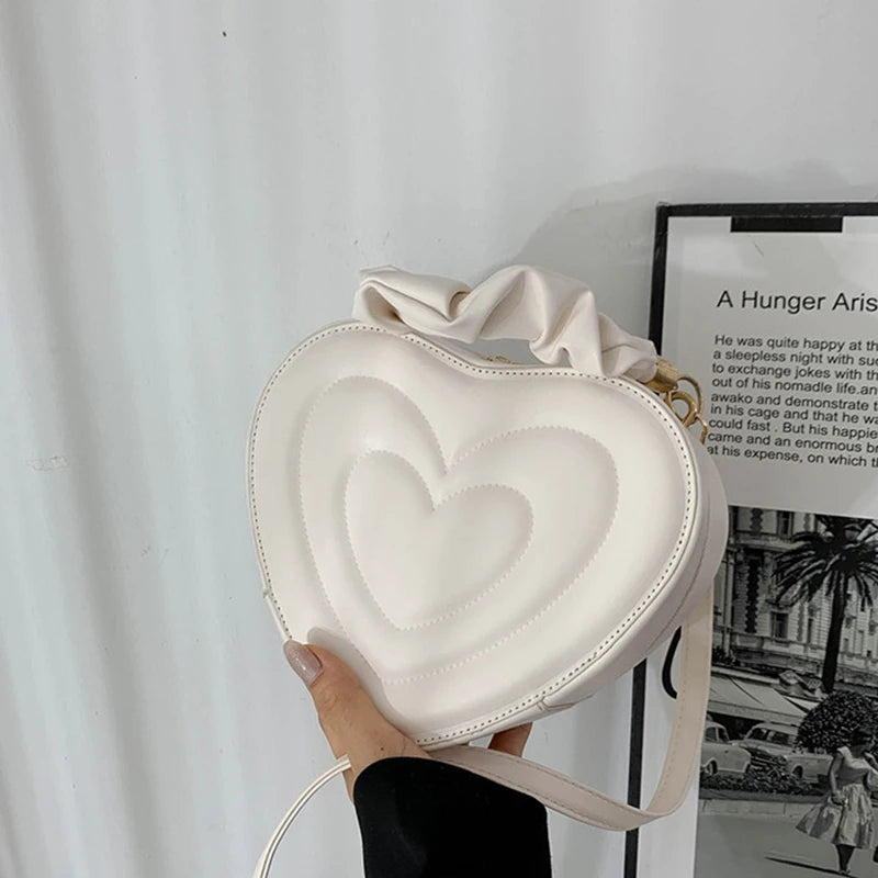 Luxury Quilted Handle Women PU Leather Heart Shoulder Bag