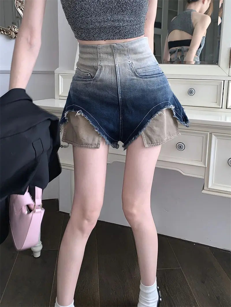 High-waisted Denim Shorts for Women Loose New Spring and Summer Thin Wide-leg Hot Girl Looks Slim A-line Super