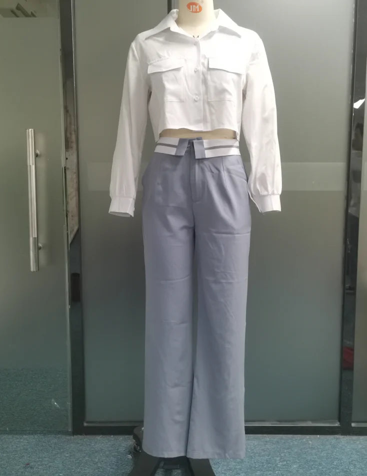 Office Lady Women's Pant Sets 2 Pieces New Holiday Style Short Blazers Coat + Straight Pants Suit 2024 Spring Womens Outfits