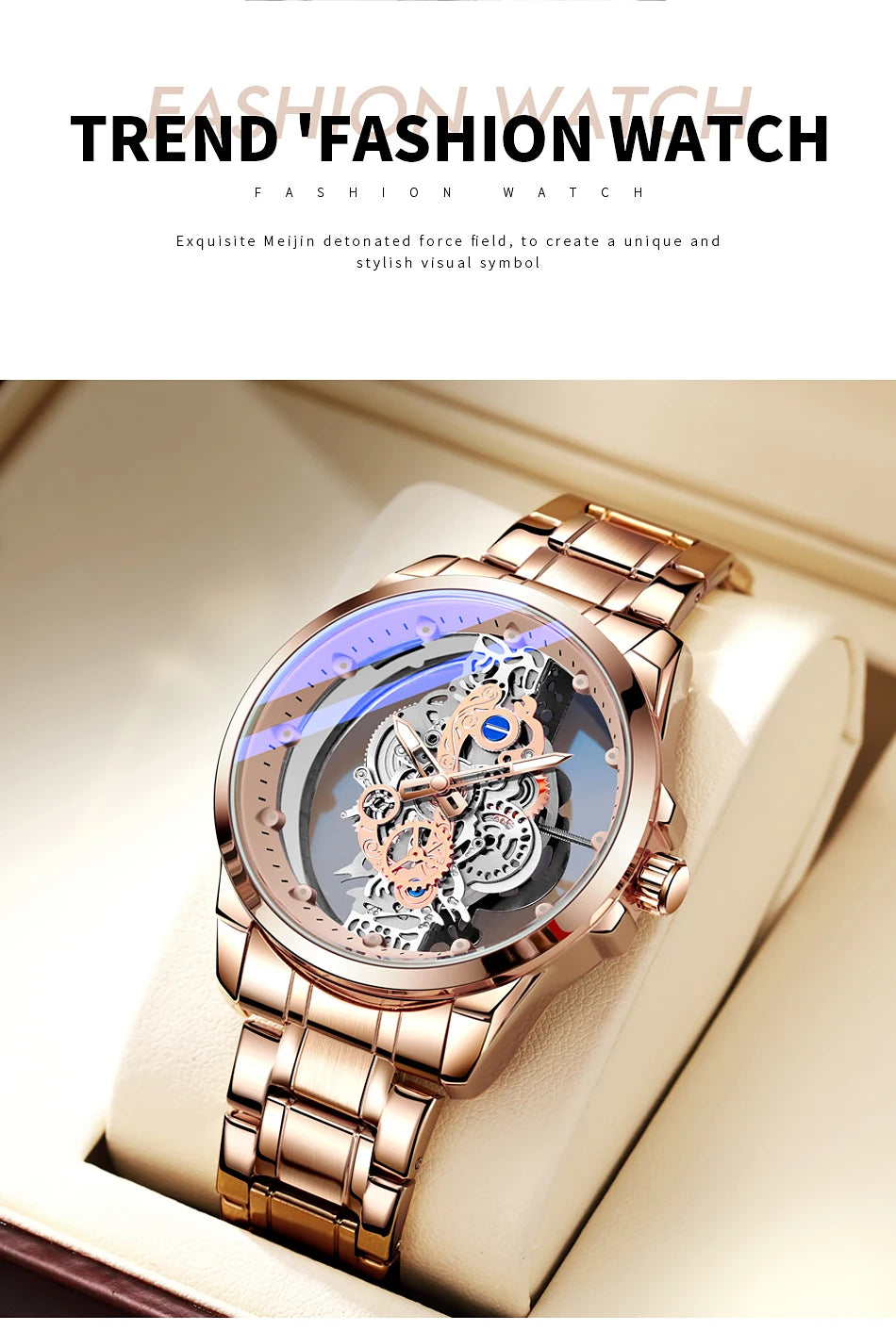 TPW Hot Trendy Fashion Wholesale Men Golden Skeleton Automatic Quartz Wrist Watches Luxury 2024