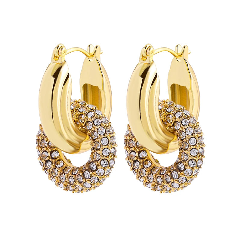 Zircon Round Huggie Hoop Earrings