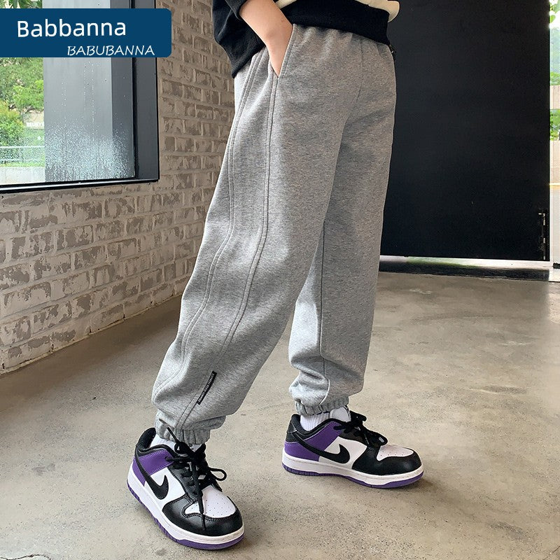 Sweatpants Spring and Autumn Casual Fleece-lined Youth Boy Pants