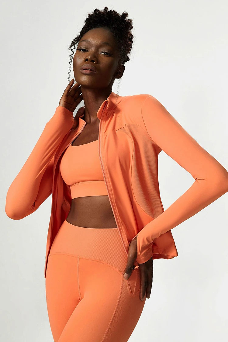 2/3 Pieces Fitness Yoga Set Women Solid Color Stretch Athletic Suit Sexy Bra Zipper Jacket High Waist Leggings Female Sportswear