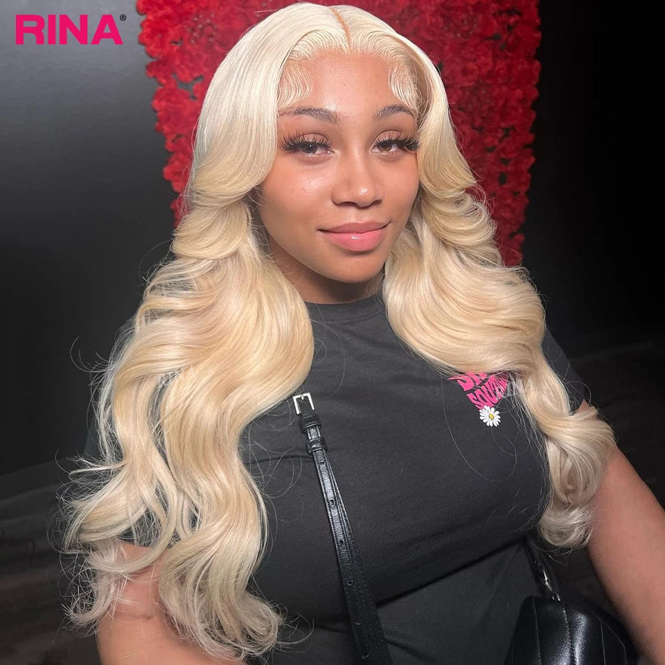Yellow With 613 Lace Front Wig 13X4 Ombre Light Yellow Blonde 613 Color Body Wave Lace Front Wigs PrePlucked Human Hair Wigs