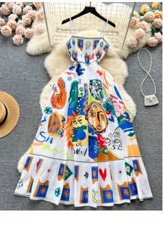 JAMERARY Women Dress Summer Runway Cut Out Double Layer Ruffles Embroidery Elastic Waist Short Party Vestidos Holiday Beach Wear