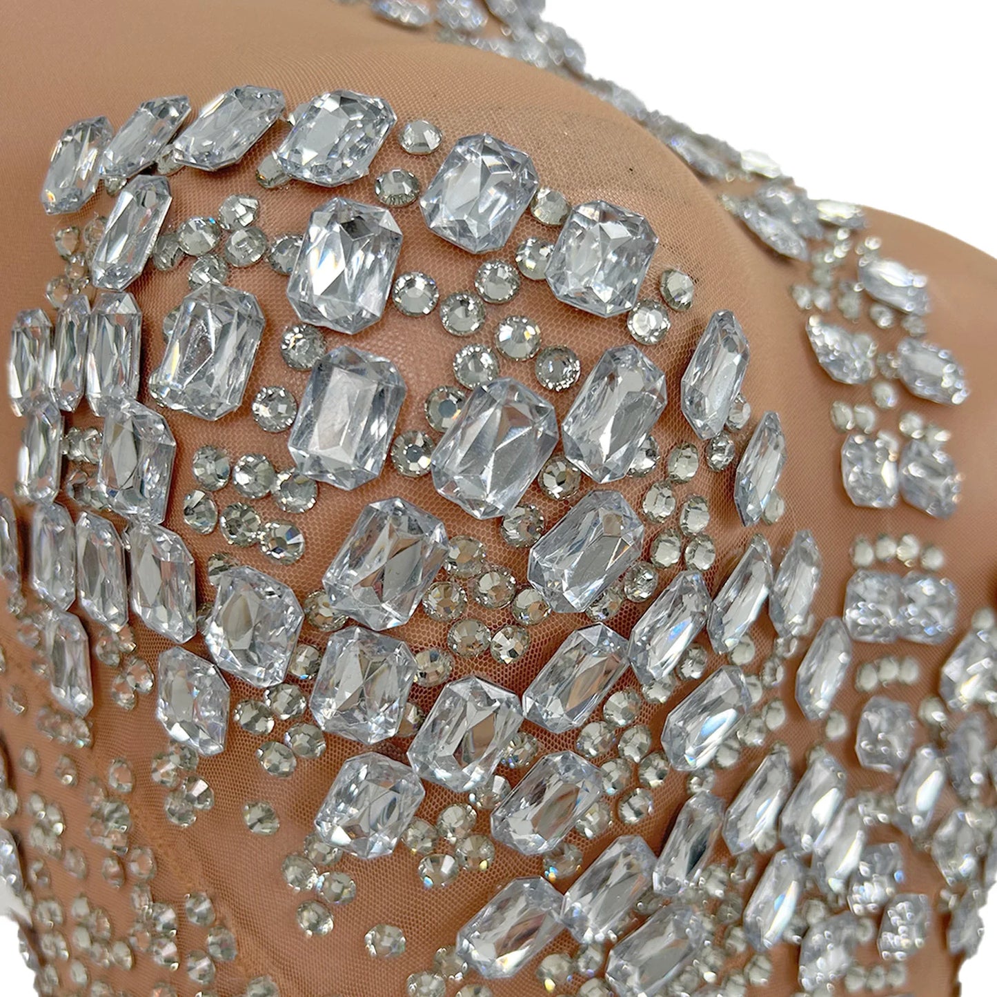 Fashion Sparkly Diamonds Skinny Jumpsuit Women Nightclub Prom Party Outfit Singer Dancer Performance Costume Stage Wear Dunpai