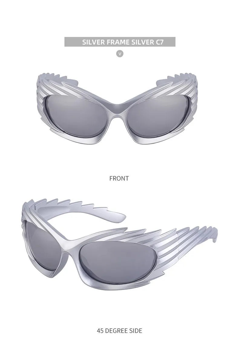 Y2k Spiked Goggles Sunglasses Women Men 2025 Trends Punk Sun Glasses For Male Retro 2000's Wrap Around Steampunk Sunglass Shades